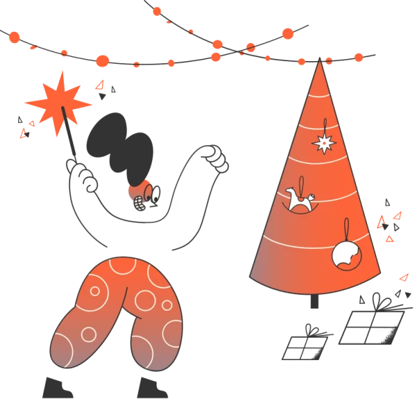 Whimsical Christmas Character Celebrating PNG