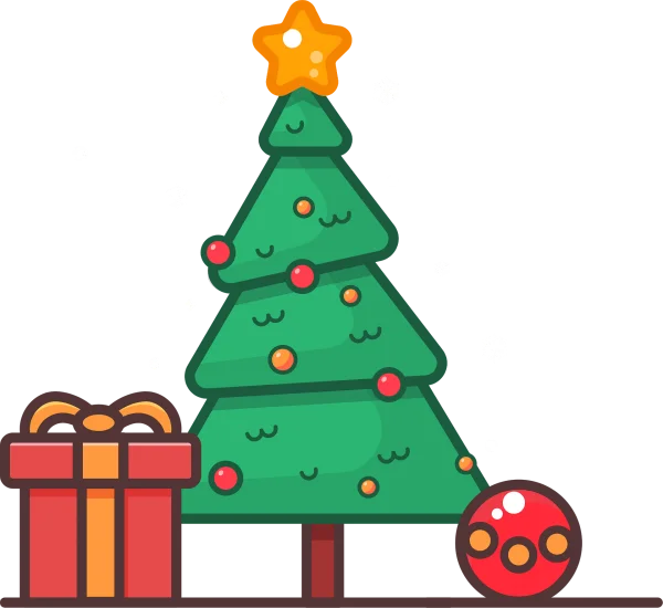Festive Christmas Tree with Gifts PNG