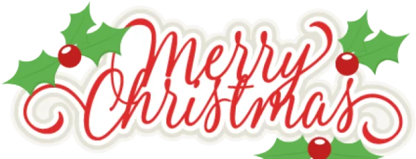 Merry Christmas Text with Holly PNG Transparent