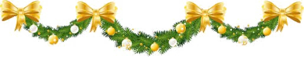 Christmas Garland with Gold Bows and Ornaments PNG Transparent Background