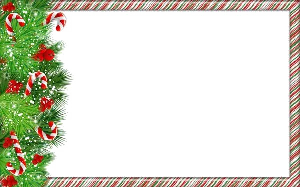 Christmas Border Frame with Candy Canes PNG Transparent