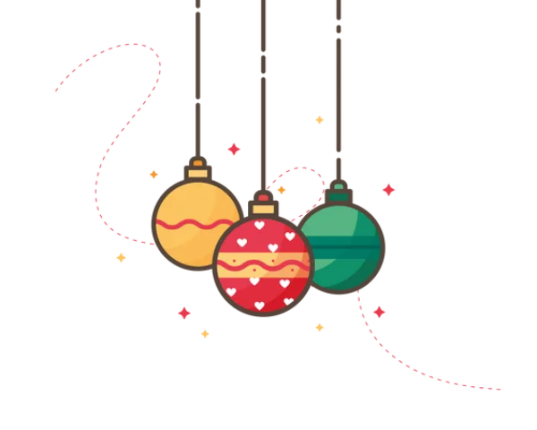 Three Christmas Ornaments Flat Design PNG Transparent