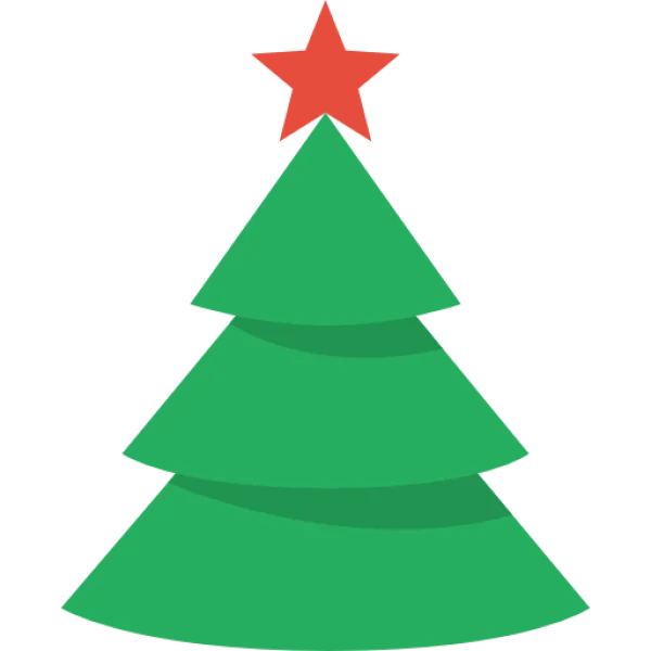 Christmas Tree with Red Star PNG Transparent Background