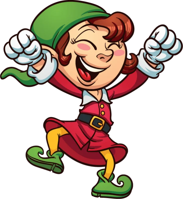 Happy Christmas Elf Cartoon PNG Transparent Background