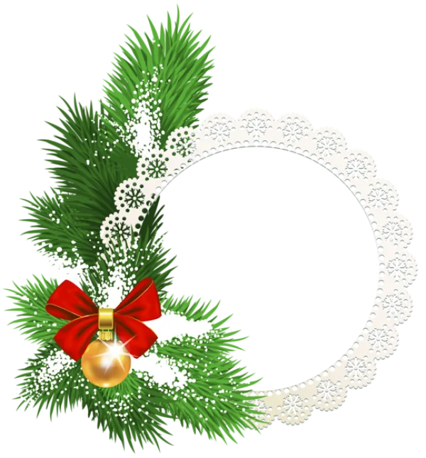 Christmas Pine Frame with Ornament PNG