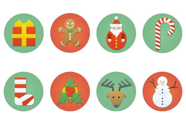 Christmas Holiday Icons Set PNG