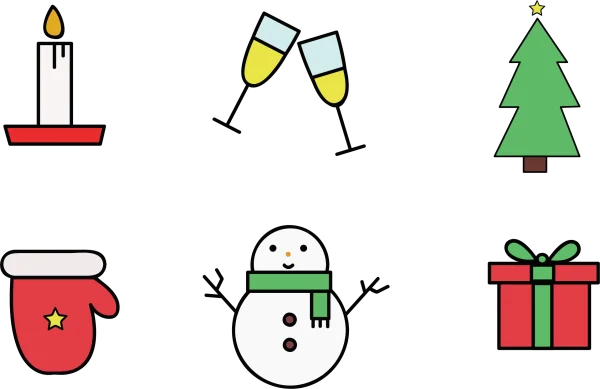 Christmas Holiday Icon Set PNG Transparent Background