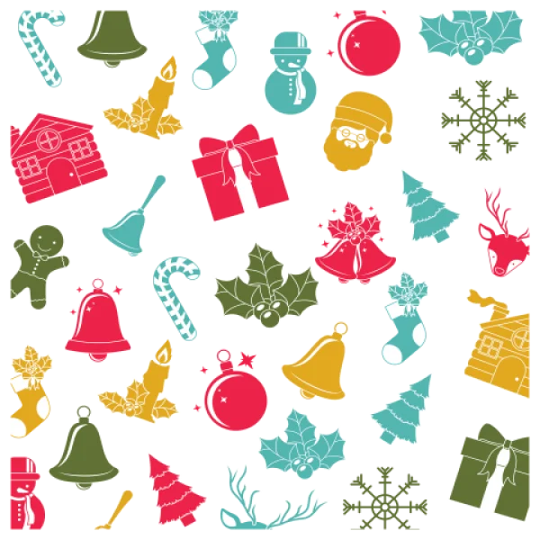 Festive Christmas Icons Pattern PNG Transparent Background