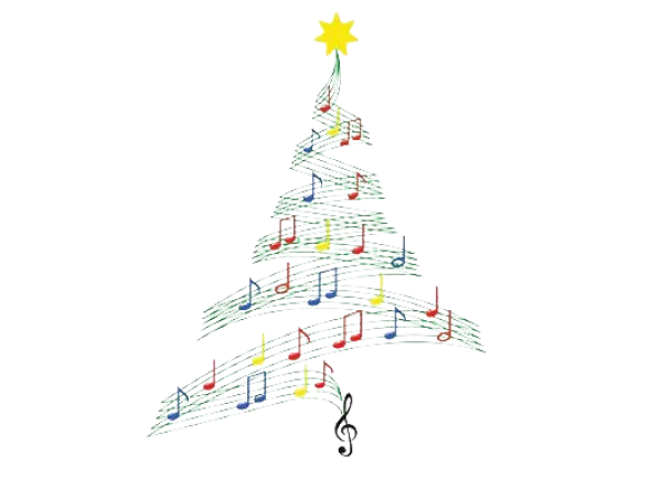 Musical Christmas Tree with Notes PNG Transparent