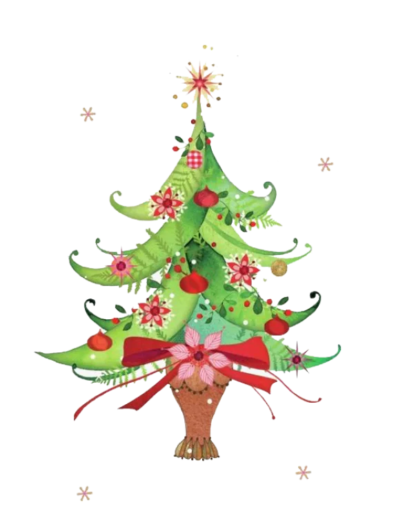 Festive Illustrated Christmas Tree PNG