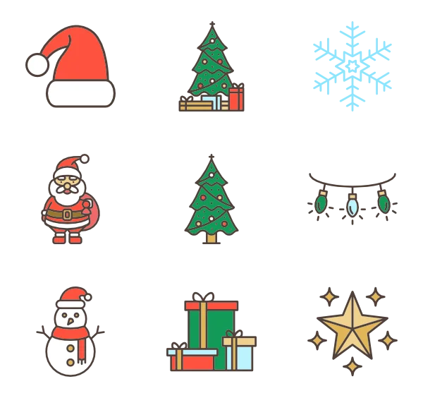 Christmas Icons Collection PNG Transparent Background