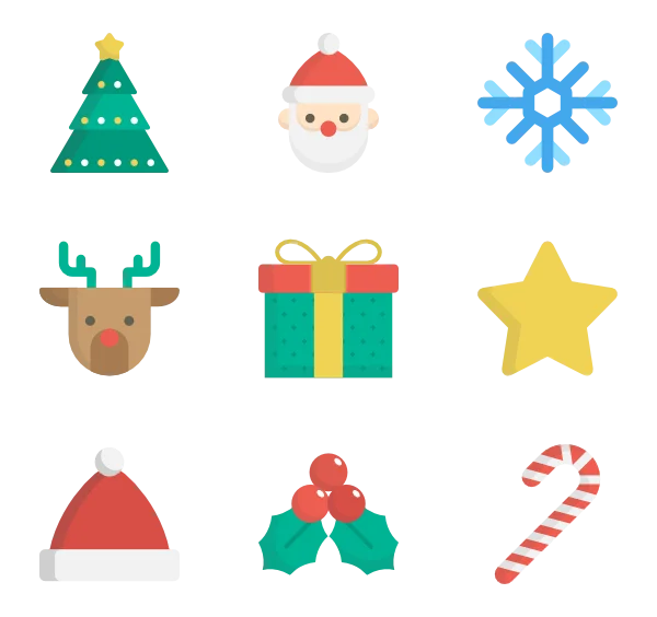 Christmas Holiday Icon Set PNG Transparent Background
