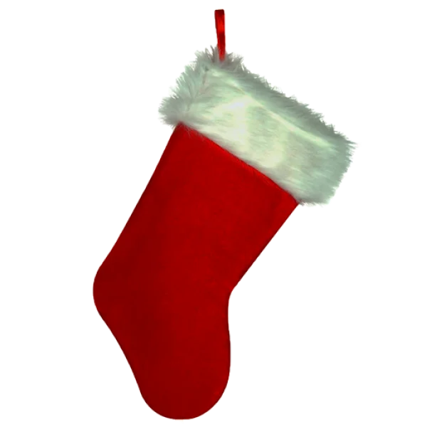 Red Christmas Stocking with White Fur PNG