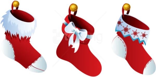 Christmas Stockings with Bells PNG Transparent Background