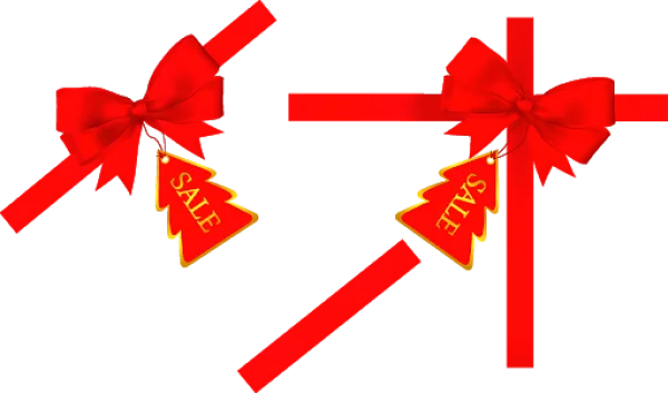 Red Ribbon Bow with Christmas Sale Tag PNG
