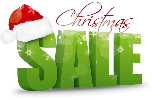 Christmas SALE Text with Santa Hat PNG