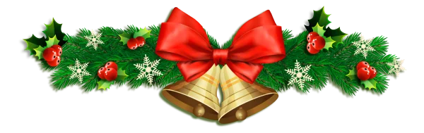 Christmas Garland with Bells and Bow PNG