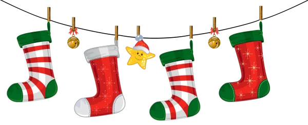 Hanging Christmas Stockings and Decorations PNG Transparent