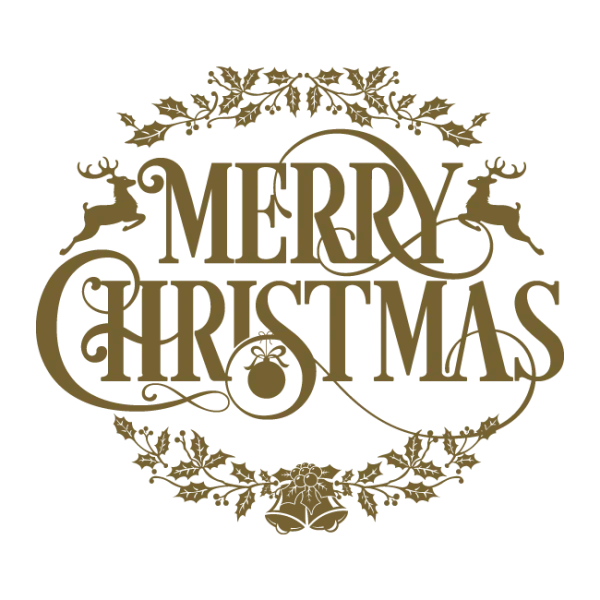 Ornate Gold Merry Christmas Text PNG