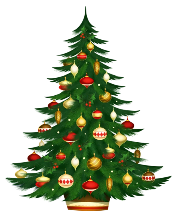 Festive Christmas Tree Decorated PNG