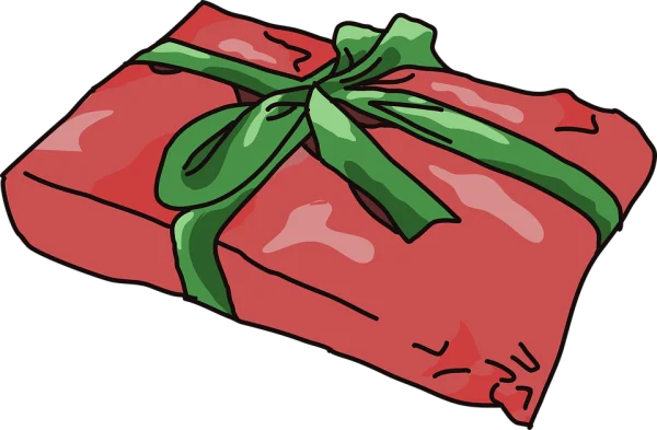 Red Gift Box with Green Ribbon PNG Transparent