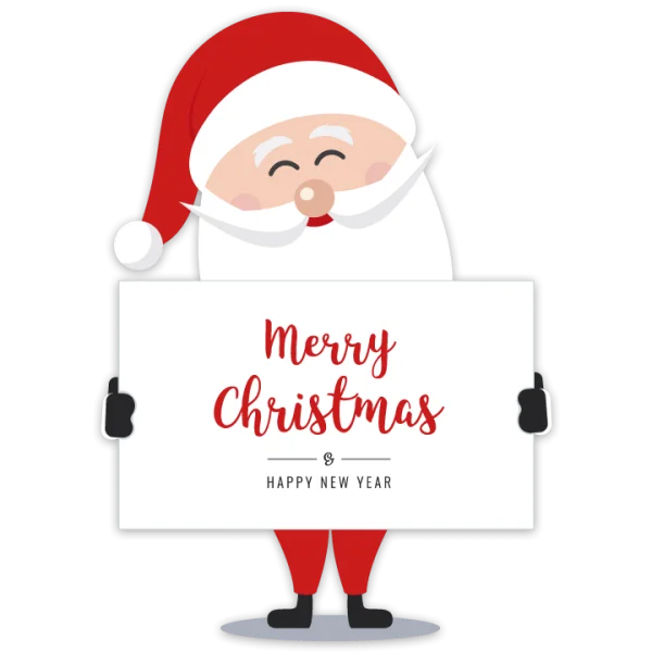 Cartoon Santa Claus with Merry Christmas Sign PNG