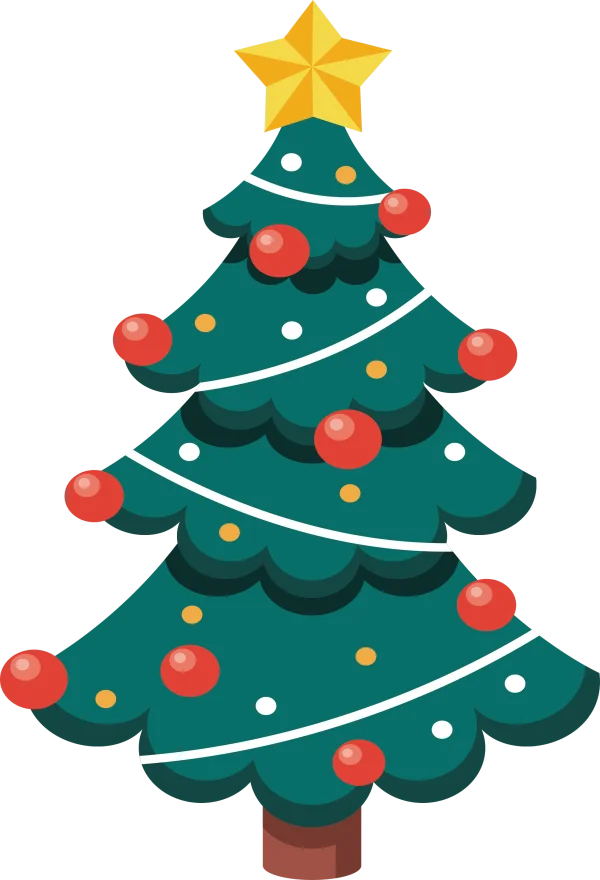 Decorated Christmas Tree with Star PNG Transparent