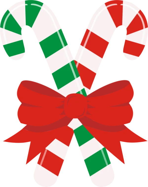Christmas Candy Canes with Red Bow PNG Transparent Background