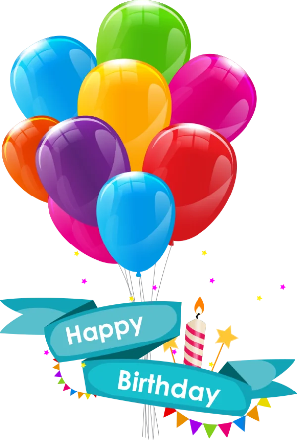 Happy Birthday Balloons and Banner PNG