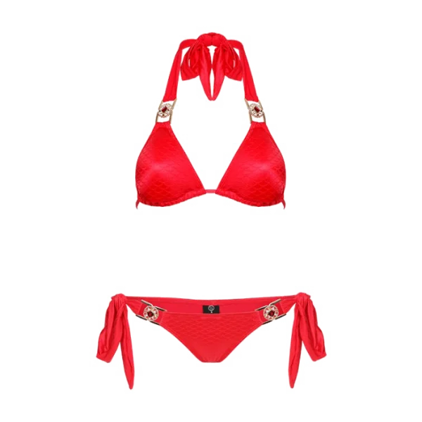 Red Bikini with Gemstone Embellishments PNG Transparent