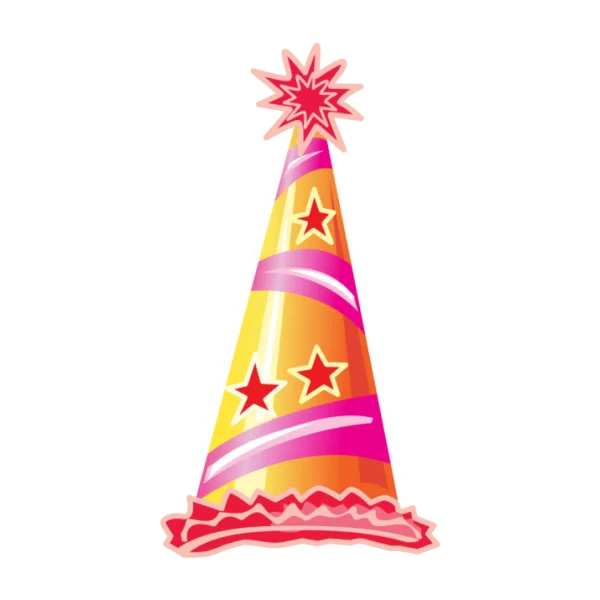 Vibrant Party Hat with Stars PNG Transparent Background