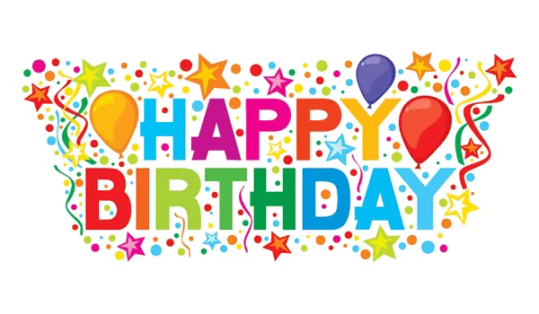 Happy Birthday Text with Confetti and Balloons PNG