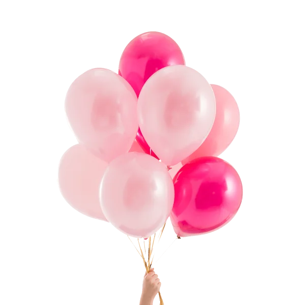 Hand Holding Pink Balloons PNG Transparent
