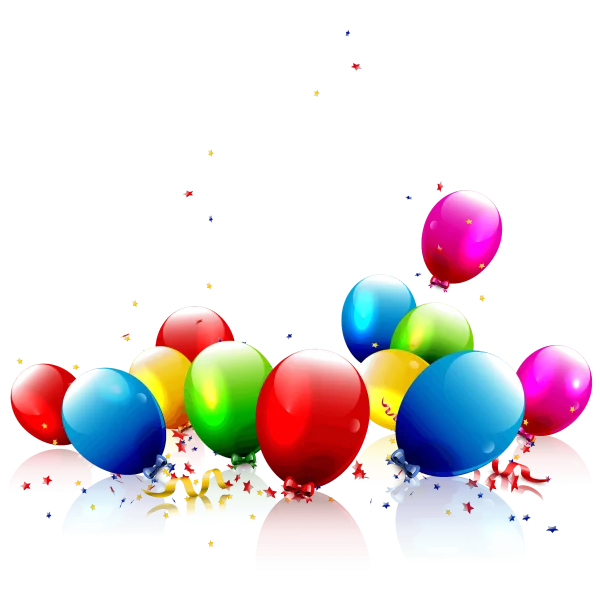 Colorful Celebration Balloons with Confetti PNG Transparent