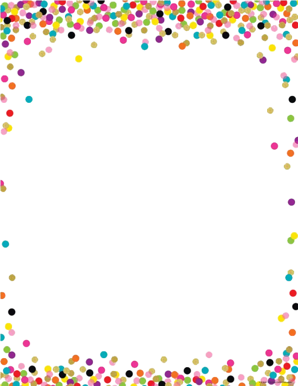 Multicolor Confetti Border Frame PNG