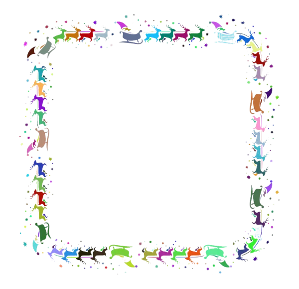 Colorful Christmas Reindeer Sleigh Border PNG Transparent Background