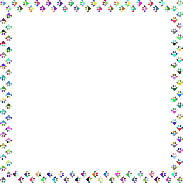 Colorful Paw Print Border Frame PNG