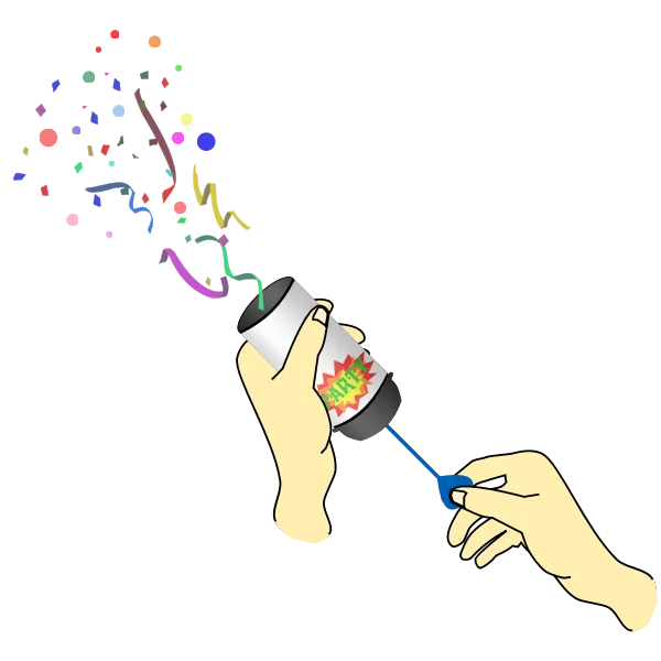 Party Popper with Confetti Burst PNG