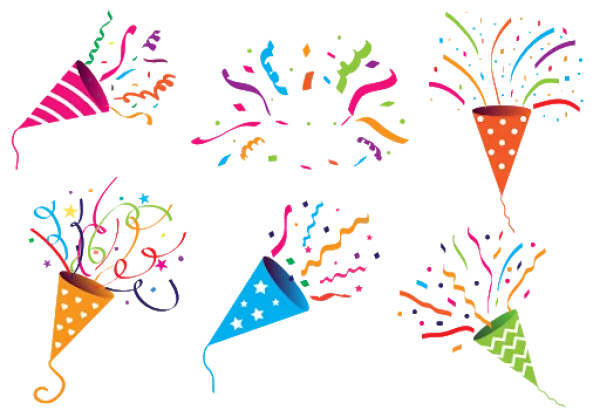Colorful Party Poppers and Confetti PNG