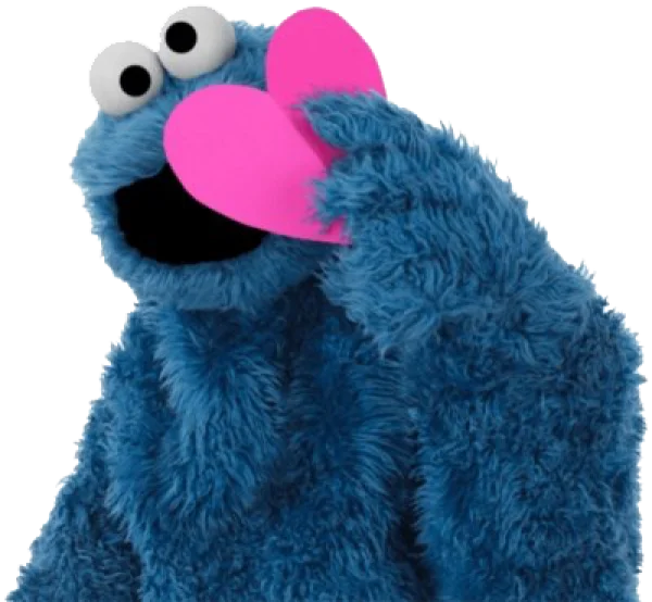 Cookie Monster Holding Pink Heart PNG Transparent