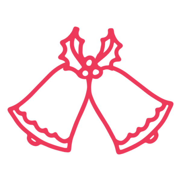 Pink Outline Christmas Bells PNG Transparent Background