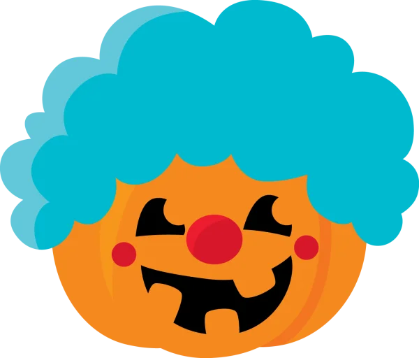 Funny Cartoon Pumpkin Clown Head PNG