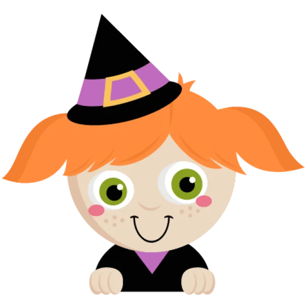 Cute Cartoon Witch Character PNG