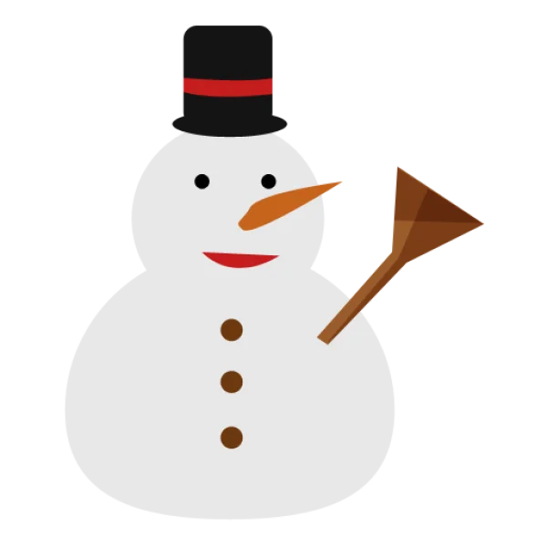 Cute Snowman with Hat and Broom PNG Transparent Background