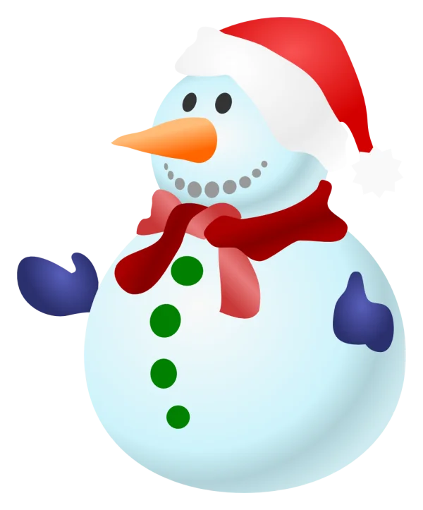 Cartoon Snowman with Santa Hat PNG Transparent Background