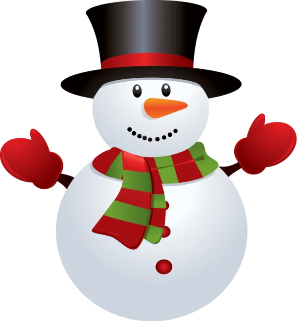 Cute Snowman with Scarf and Hat PNG