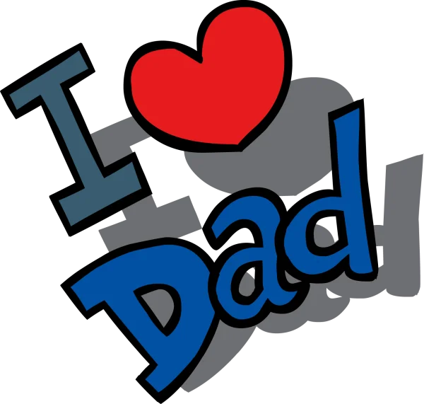 I Love Dad Heart Text PNG Transparent