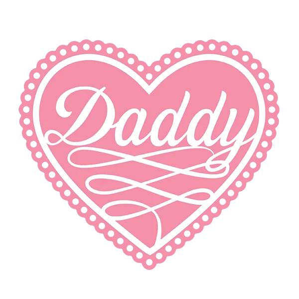 Pink Heart with "Daddy" Text PNG