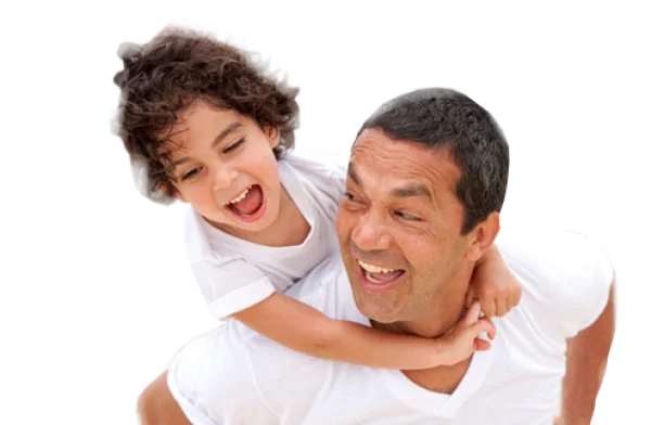 Happy Father and Son Piggyback Ride PNG