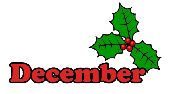 December with Holly Leaves PNG Transparent